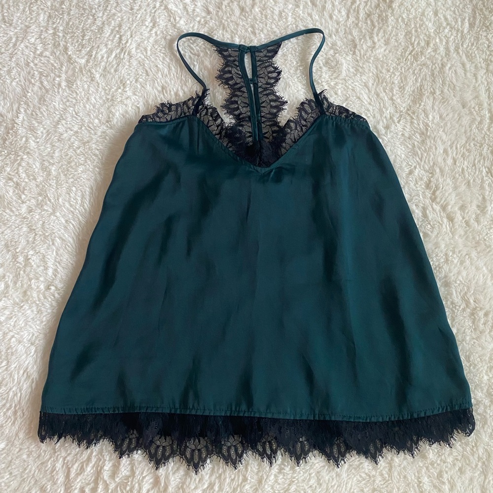 Jolt Teal and Black Lace Cami